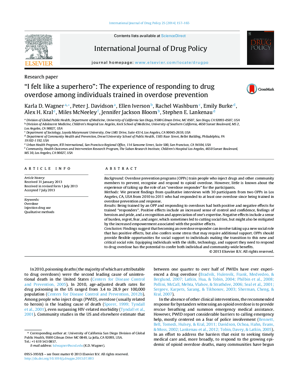 “I felt like a superhero”: The experience of responding to drug overdose among individuals trained in overdose prevention