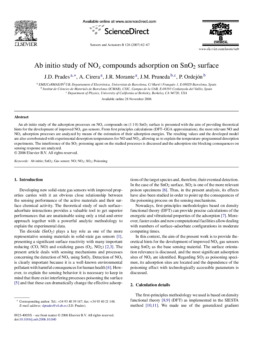 Ab initio study of NOx compounds adsorption on SnO2 surface