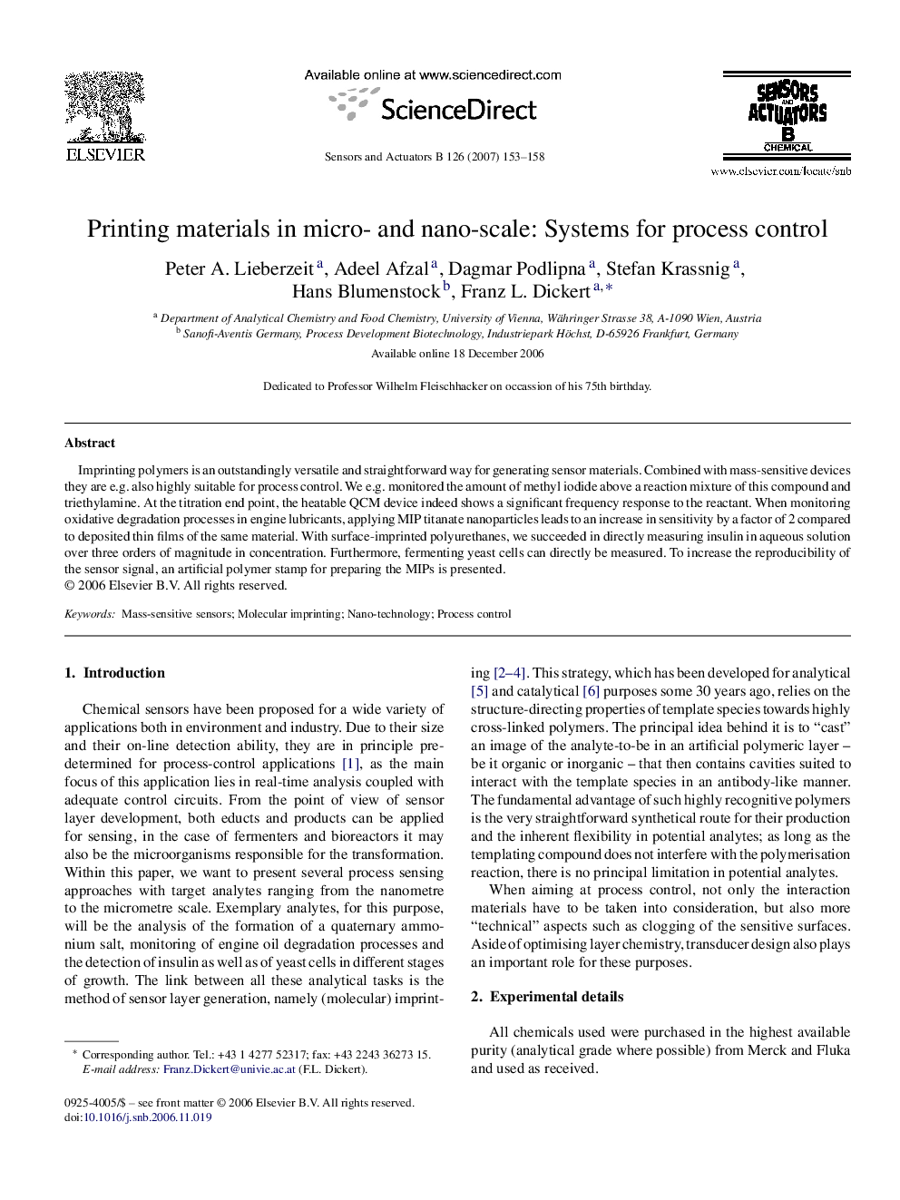 Printing materials in micro- and nano-scale: Systems for process control