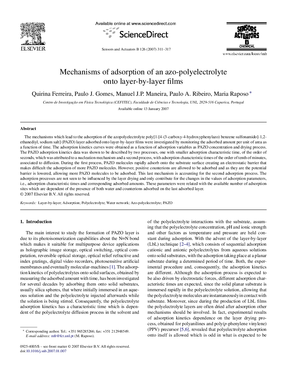 Mechanisms of adsorption of an azo-polyelectrolyte onto layer-by-layer films