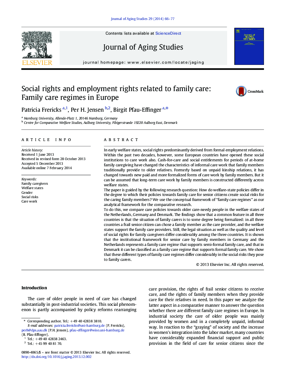 حقوق اجتماعی و حقوق کار مربوط به مراقبت از خانواده: رژیمهای مراقبت از خانواده در اروپا 