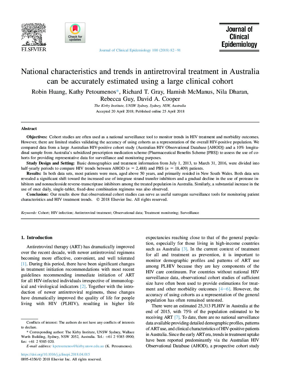 ویژگی های ملی و روند درمان ضد رتروویروسی در استرالیا را می توان با استفاده از یک گروه بالینی بالقوه محاسبه کرد 