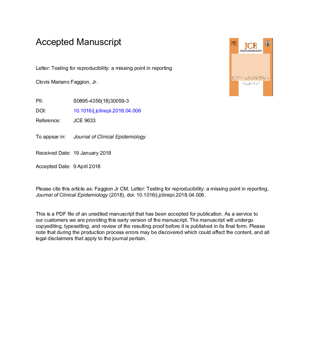 Testing for reproducibility: a missing point inÂ reporting