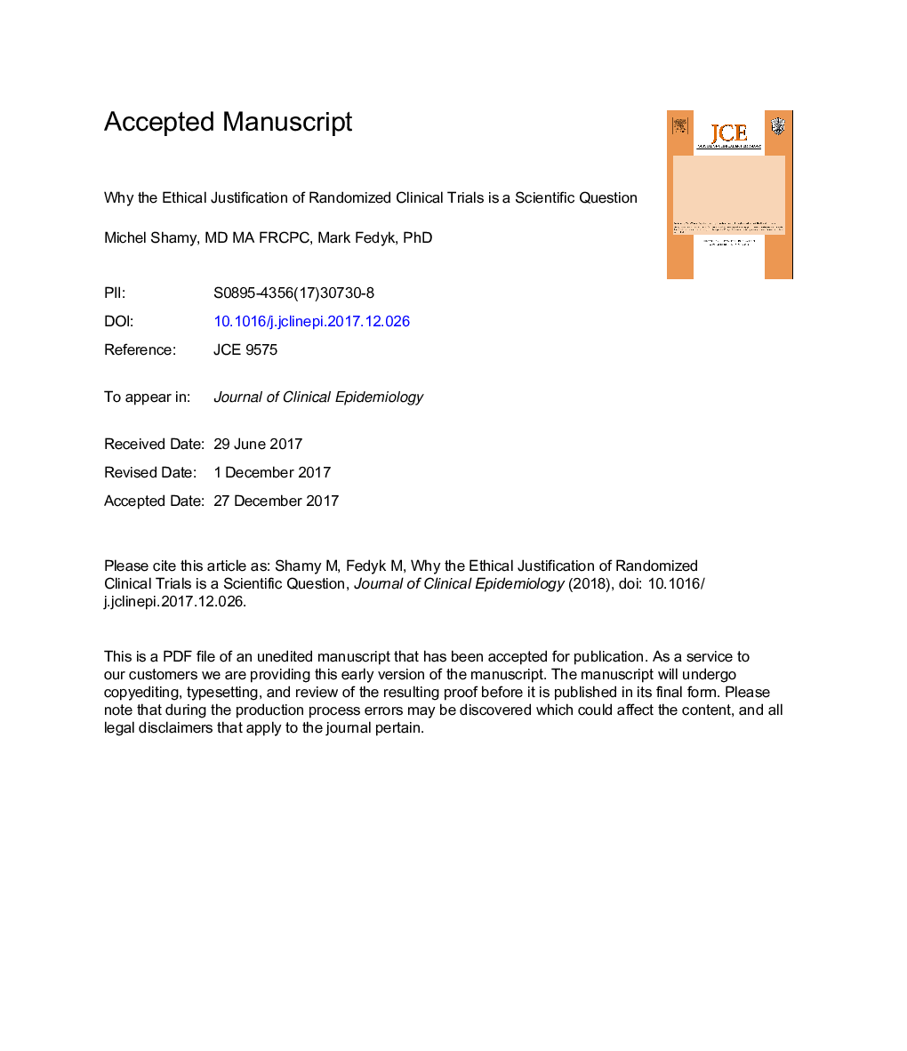 Why the ethical justification of randomized clinical trials is a scientific question