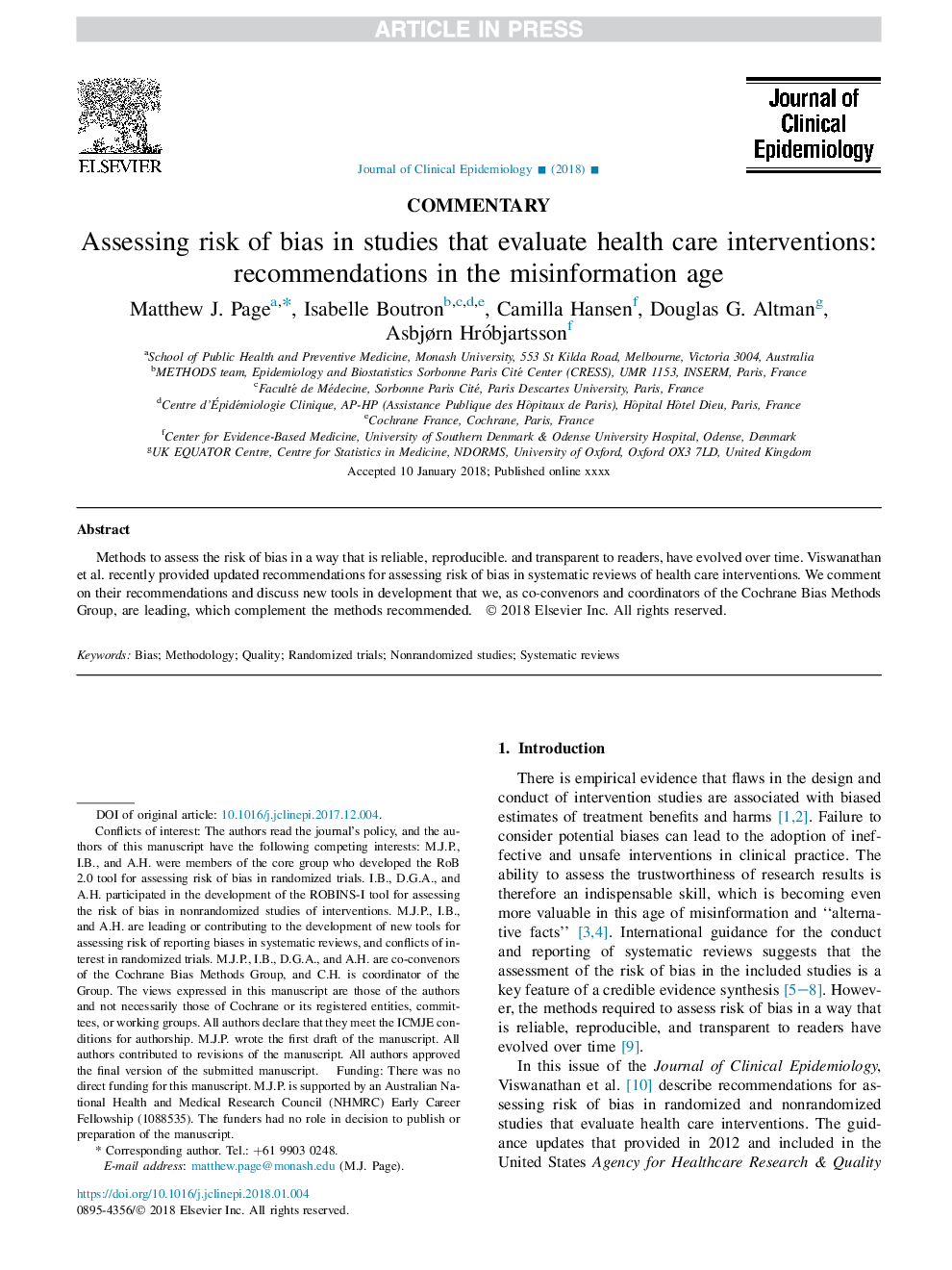 ارزیابی خطر تعصب در مطالعاتی که مداخلات مراقبت های بهداشتی را ارزیابی می کنند: توصیه هایی در سن معلولیت 