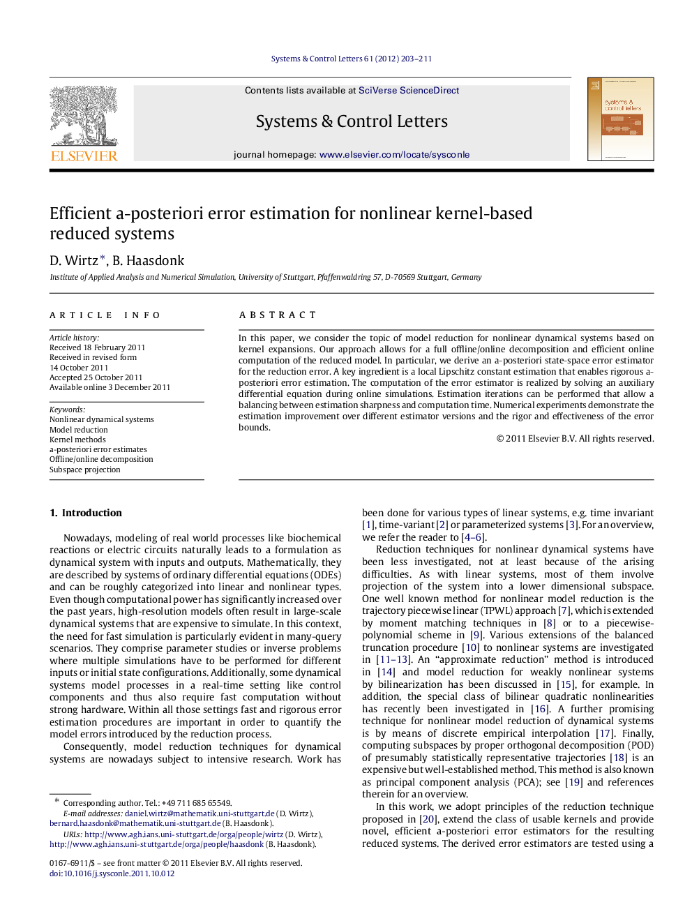 Efficient a-posteriori error estimation for nonlinear kernel-based reduced systems