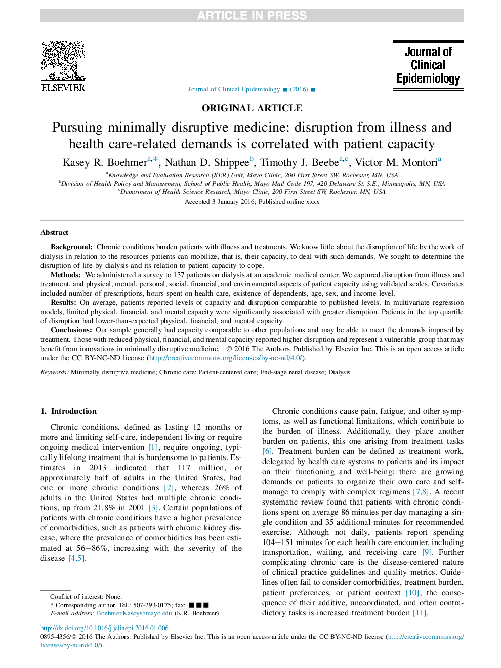 Pursuing minimally disruptive medicine: disruption from illness and health care-related demands is correlated with patient capacity