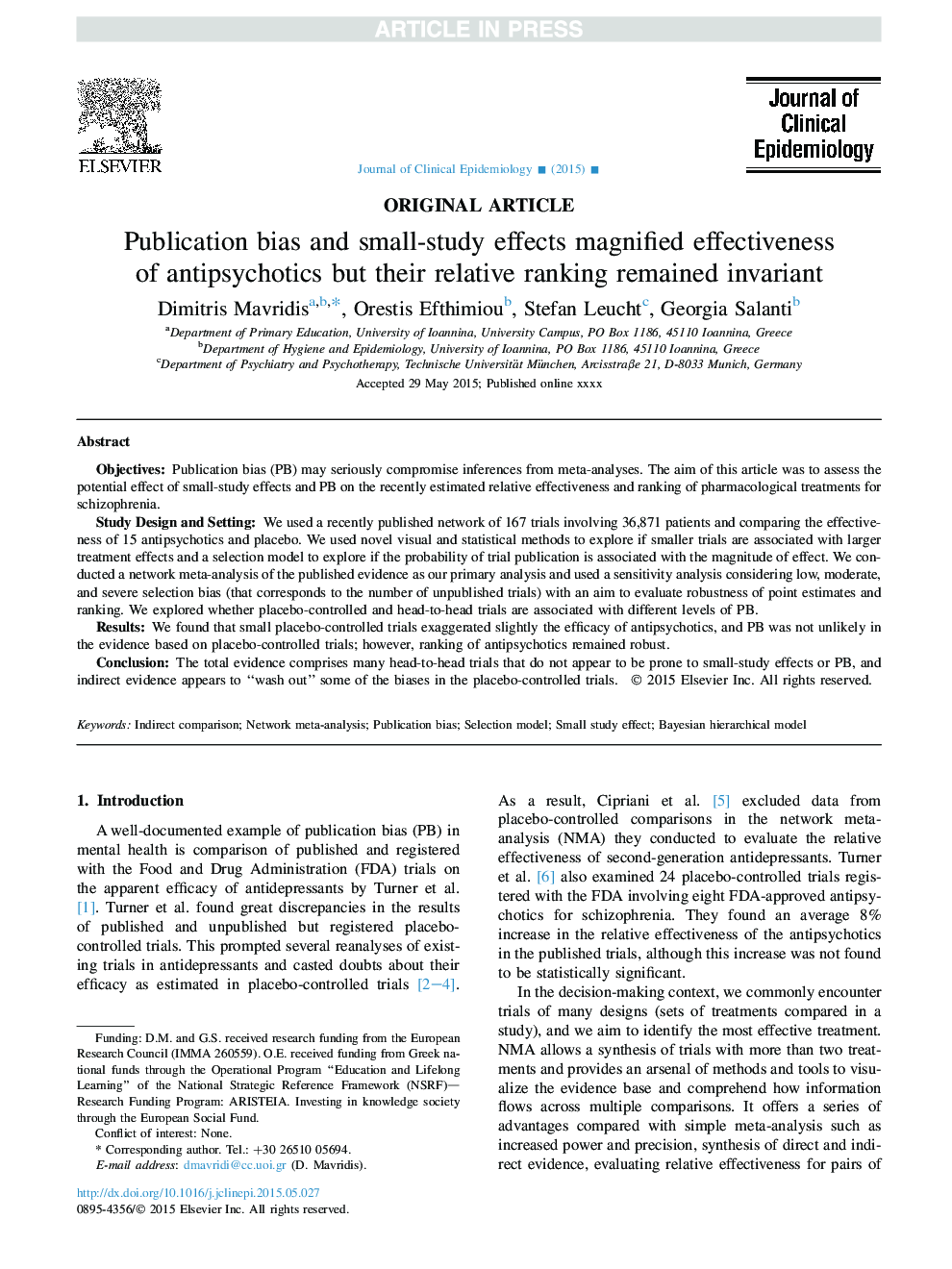 Publication bias and small-study effects magnified effectiveness of antipsychotics but their relative ranking remained invariant