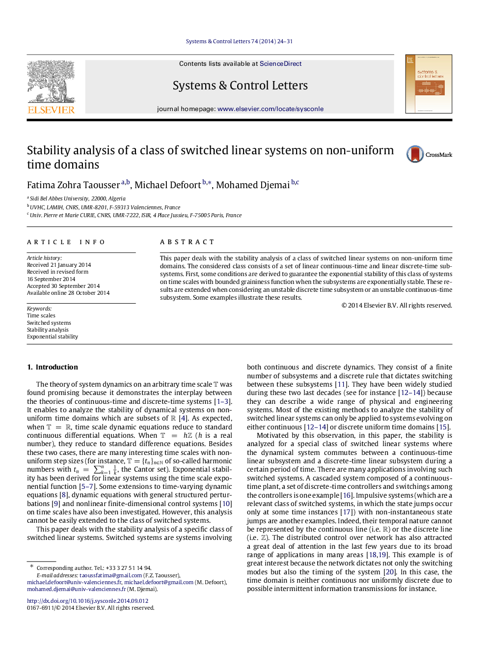 Stability analysis of a class of switched linear systems on non-uniform time domains