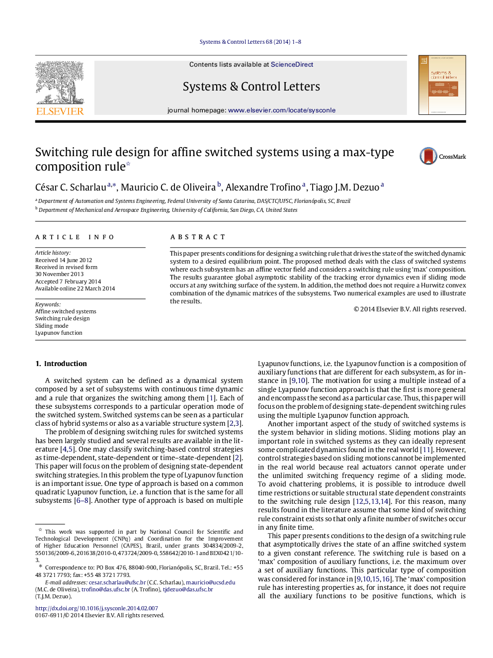 Switching rule design for affine switched systems using a max-type composition rule 