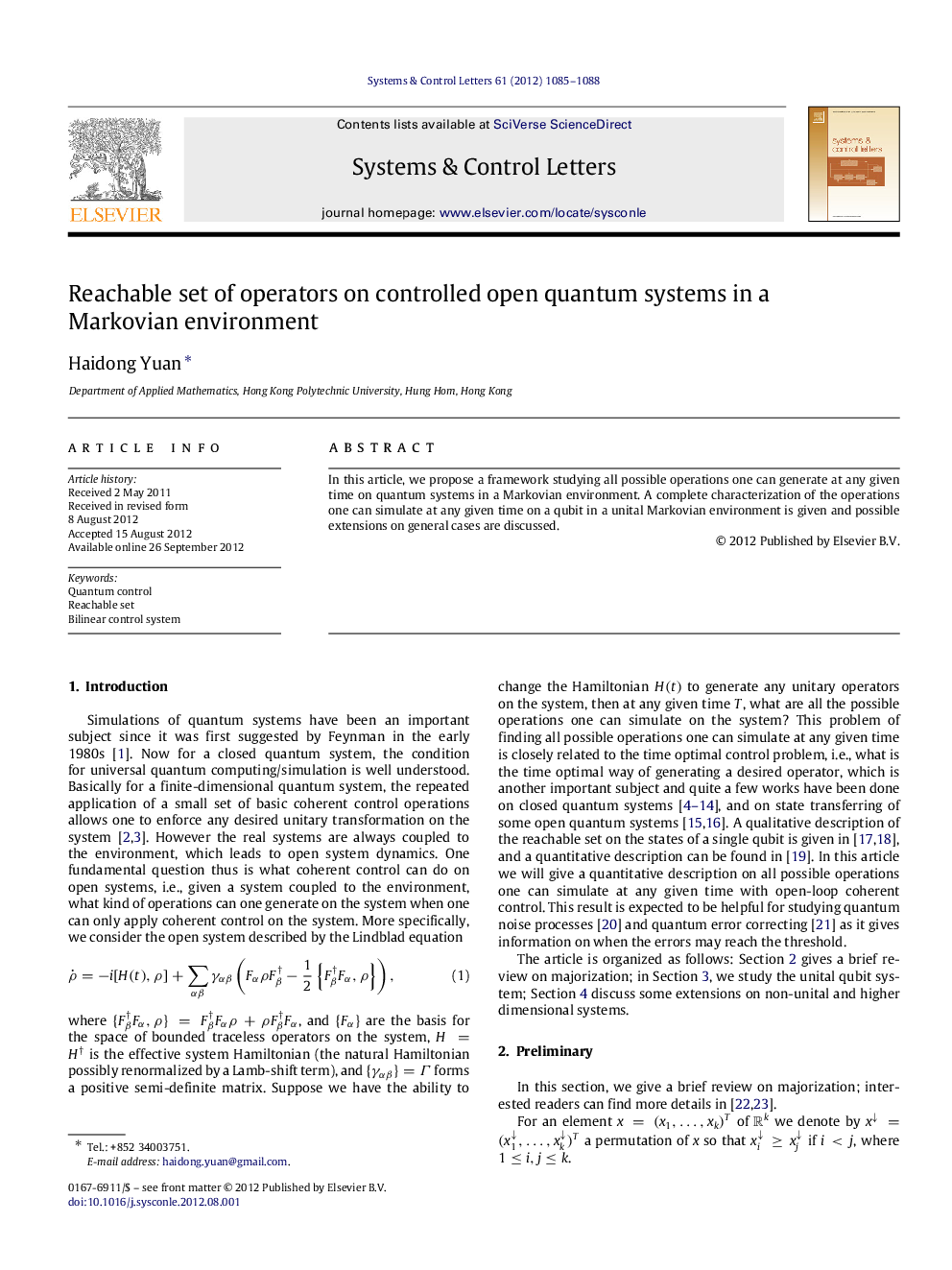 Reachable set of operators on controlled open quantum systems in a Markovian environment