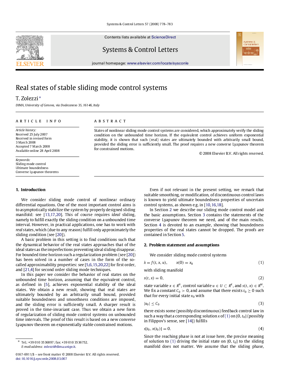 Real states of stable sliding mode control systems