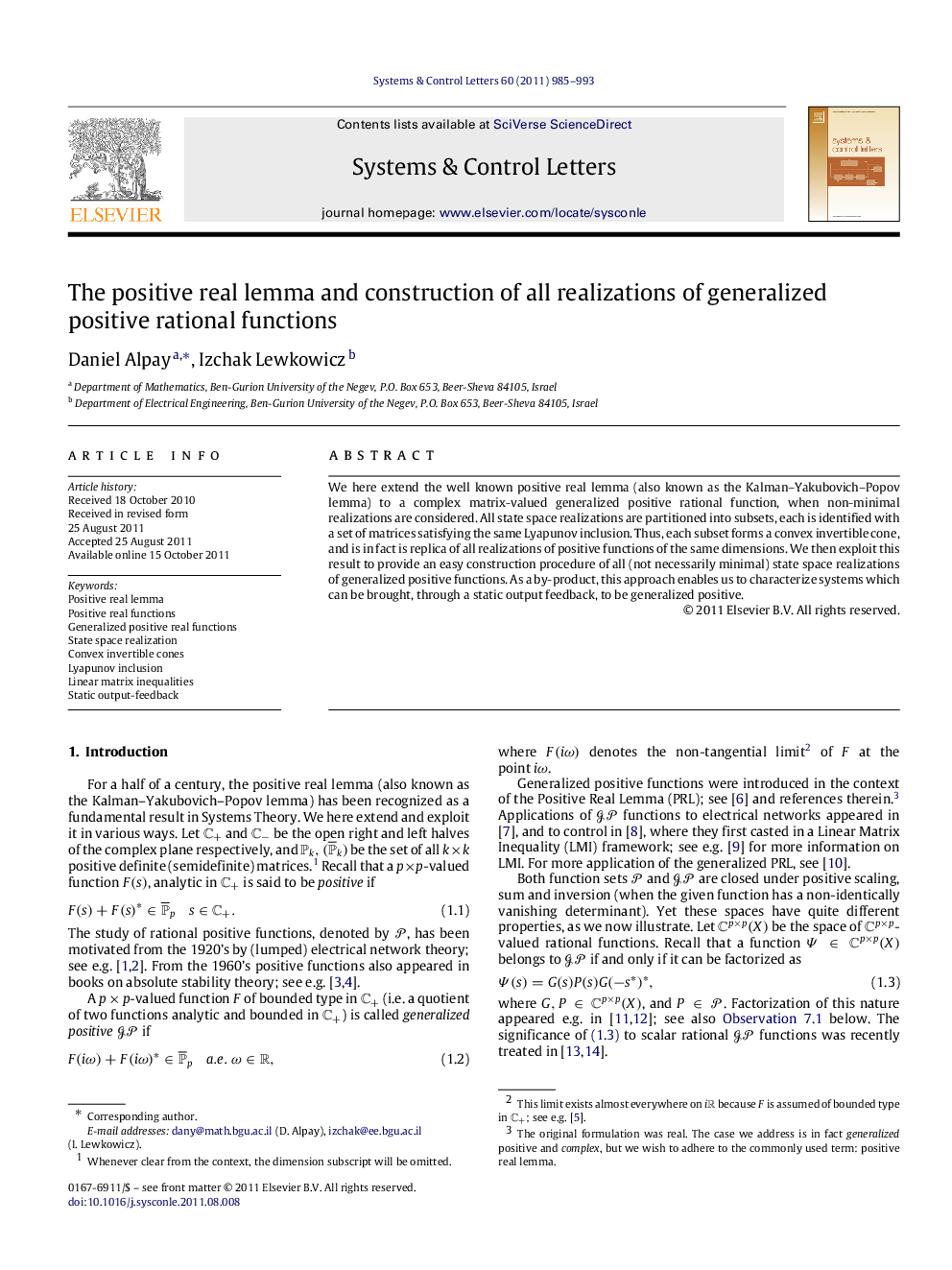 The positive real lemma and construction of all realizations of generalized positive rational functions