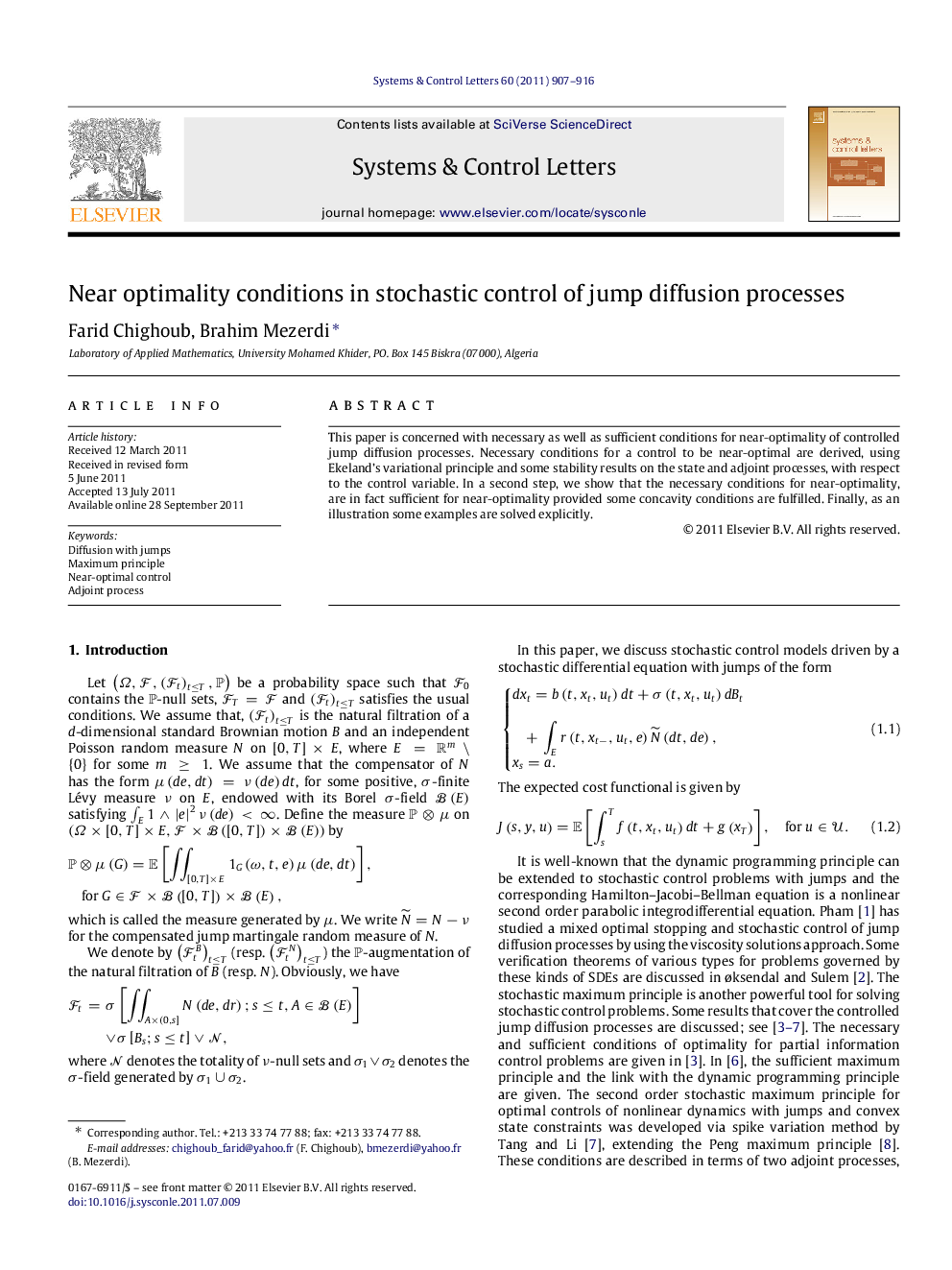 Near optimality conditions in stochastic control of jump diffusion processes