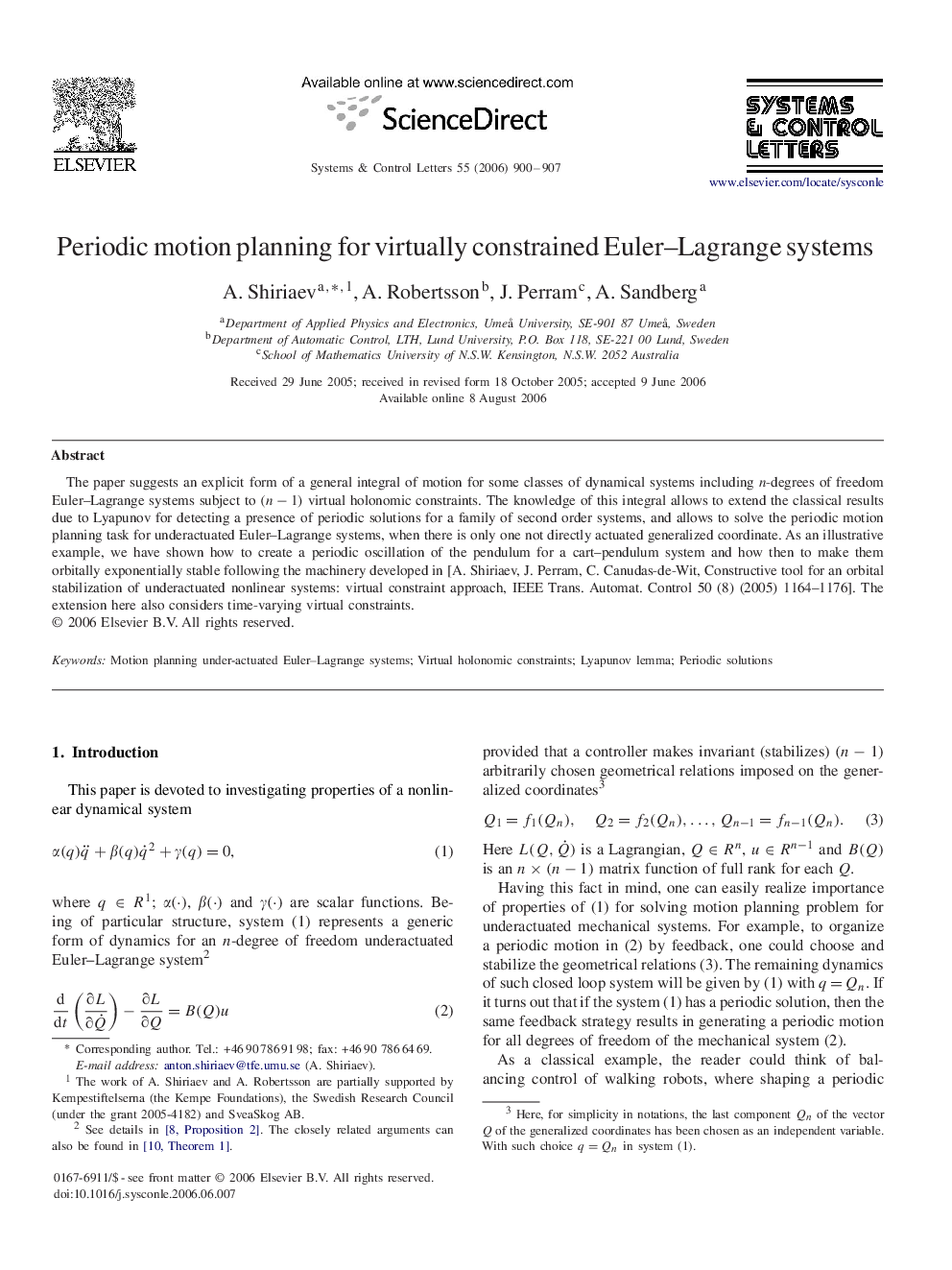 Periodic motion planning for virtually constrained Euler–Lagrange systems