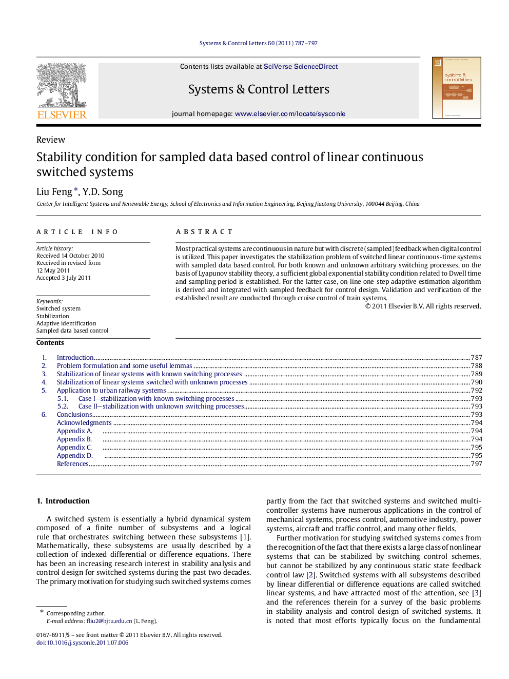 Stability condition for sampled data based control of linear continuous switched systems