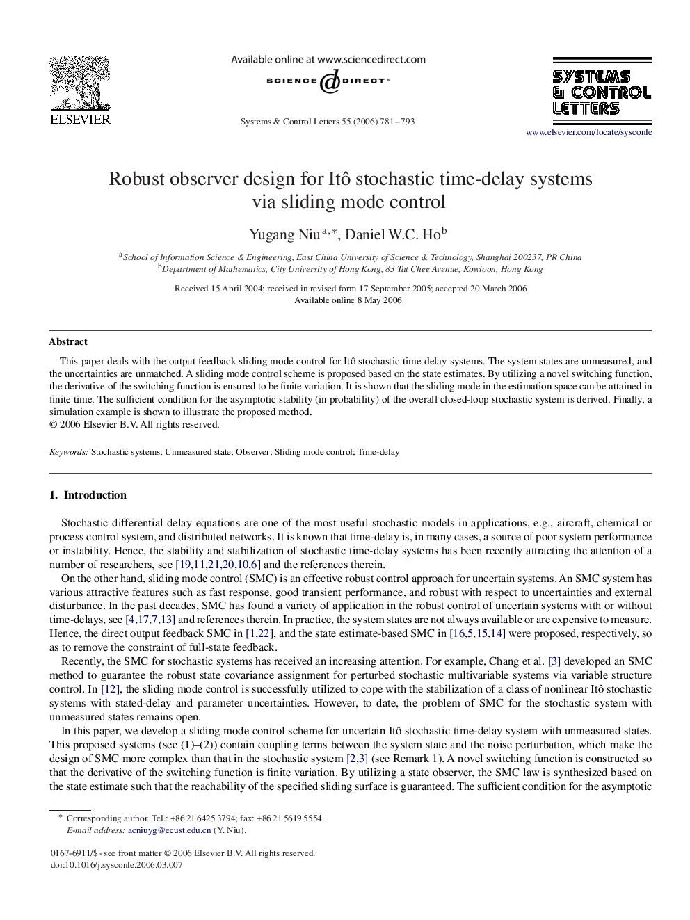 Robust observer design for Itô stochastic time-delay systems via sliding mode control