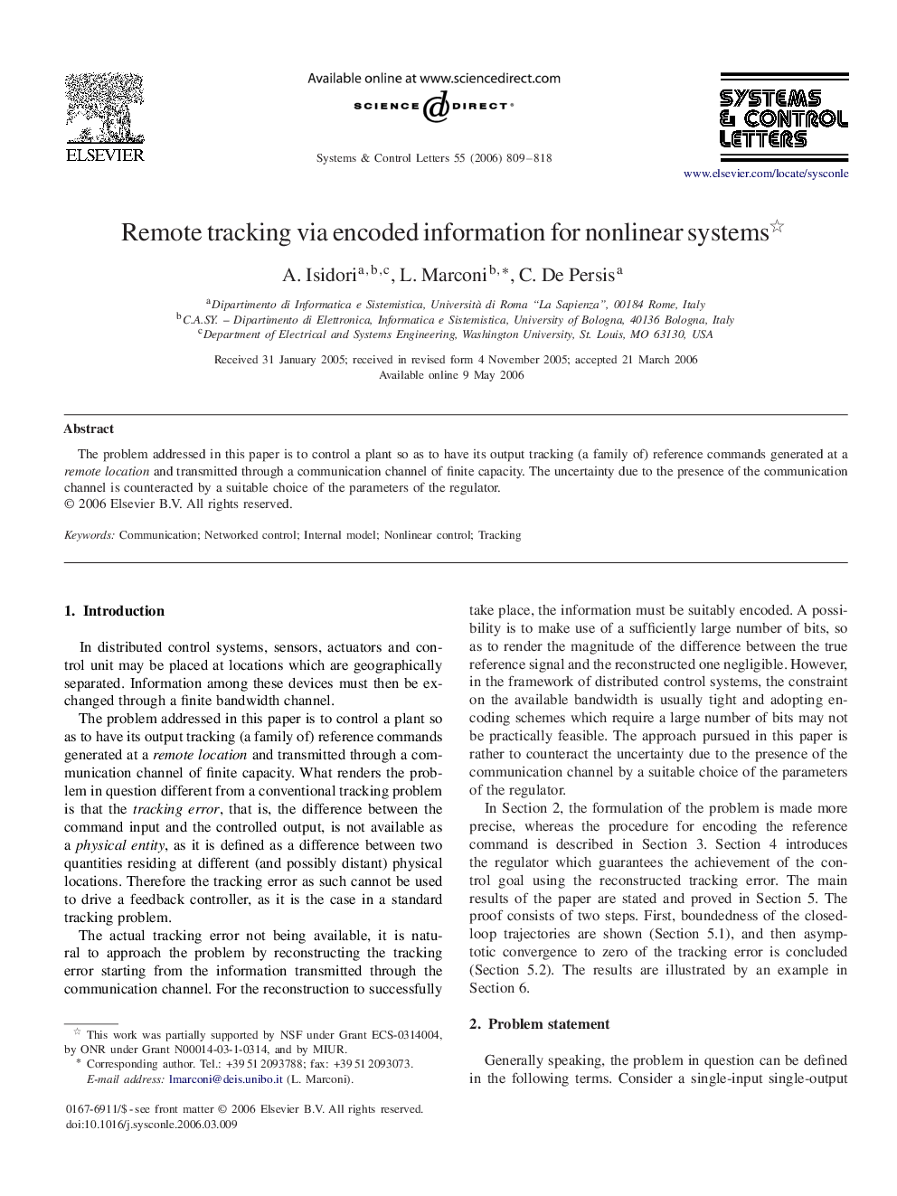 Remote tracking via encoded information for nonlinear systems 