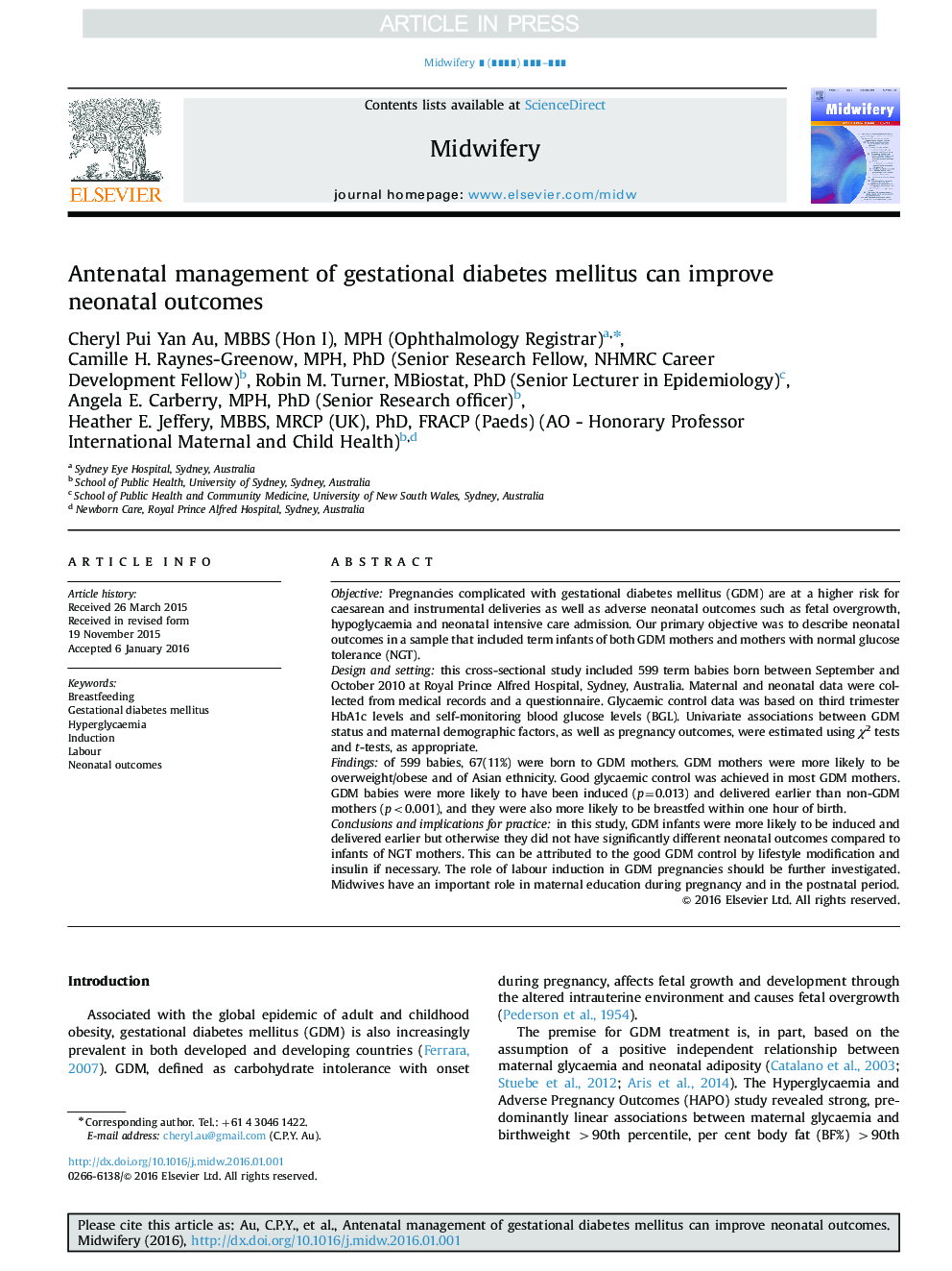 Antenatal management of gestational diabetes mellitus can improve neonatal outcomes