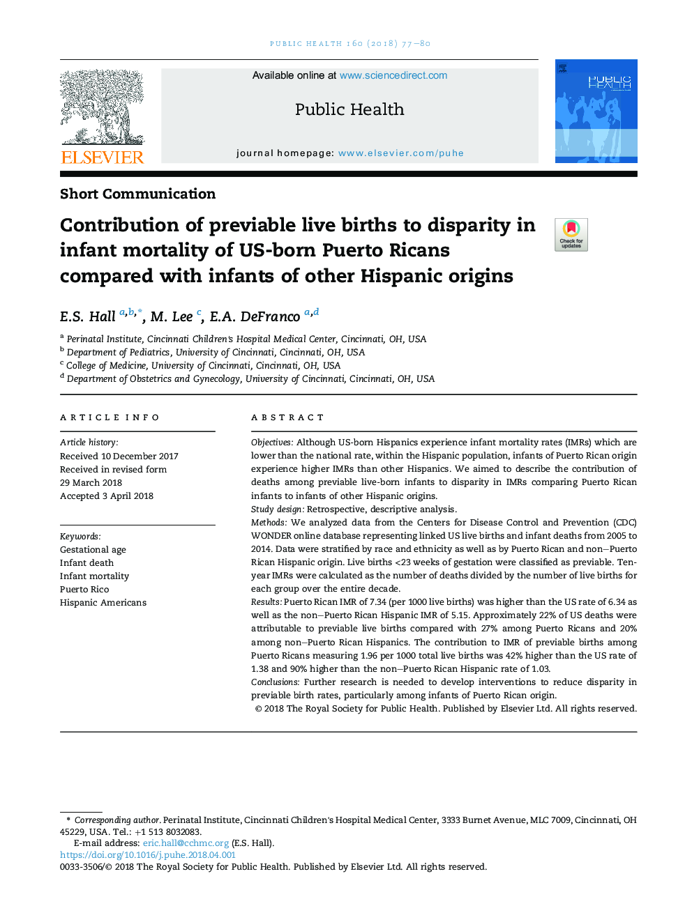 مشارکت تولد زنده مانع از نابرابری در مرگ و میر نوزادان پورتوریکن در ایالات متحده در مقایسه با نوزادان دیگر نژادهای اسپانیایی 