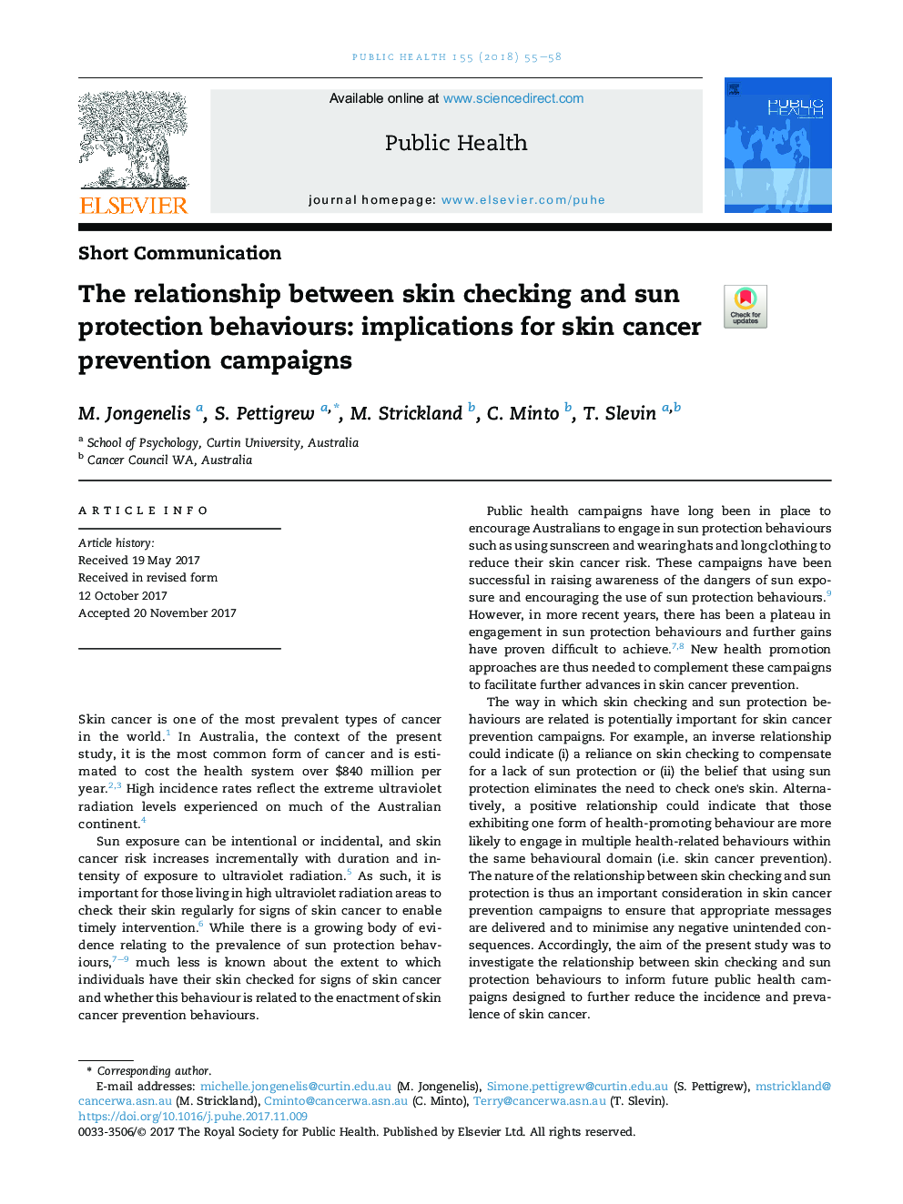 ارتباط بین بررسی پوست و رفتارهای حفاظت از خورشید: پیامدهای پیشگیری از ابتلا به سرطان پوست 