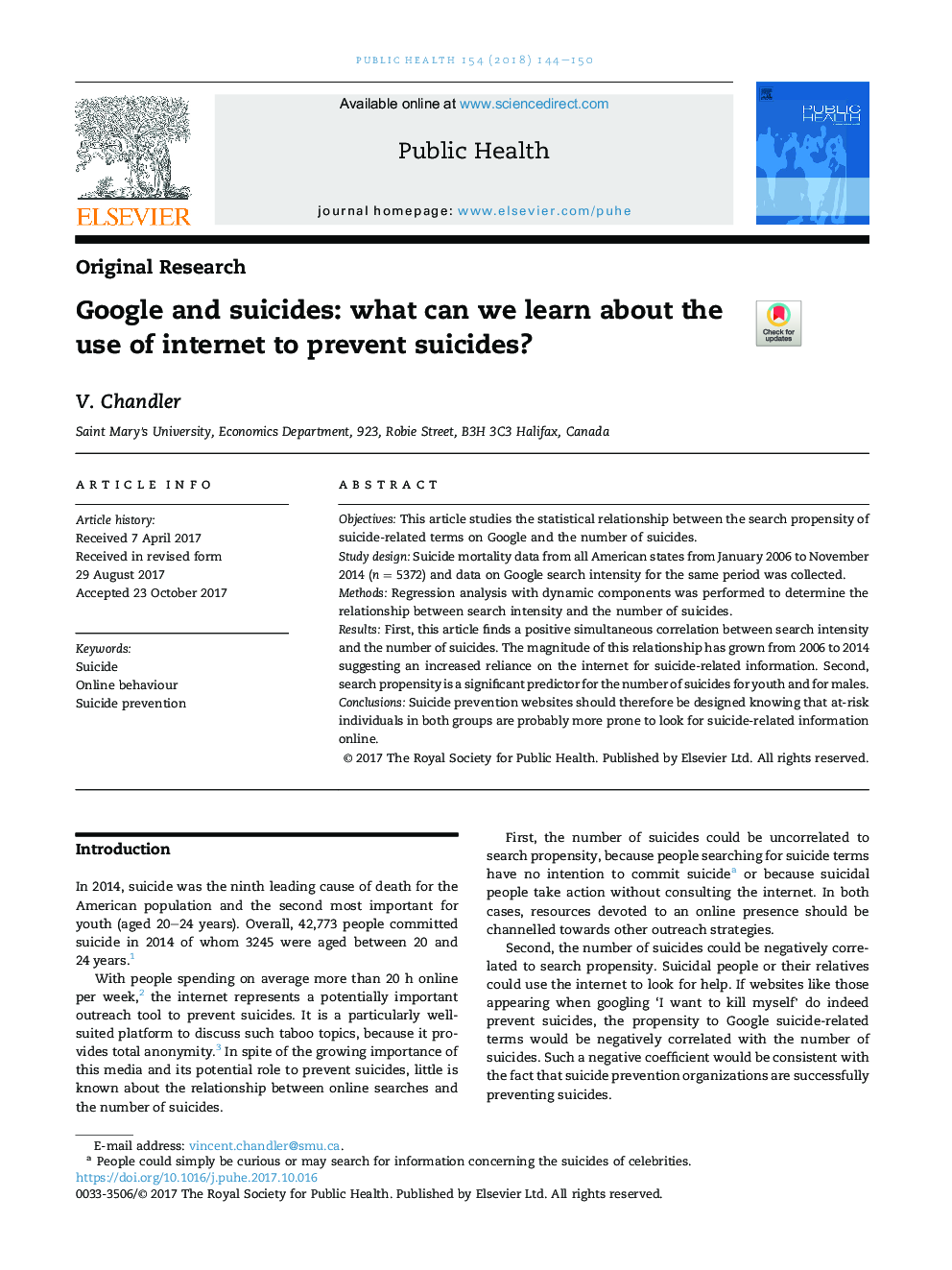 Google and suicides: what can we learn about the use of internet to prevent suicides?