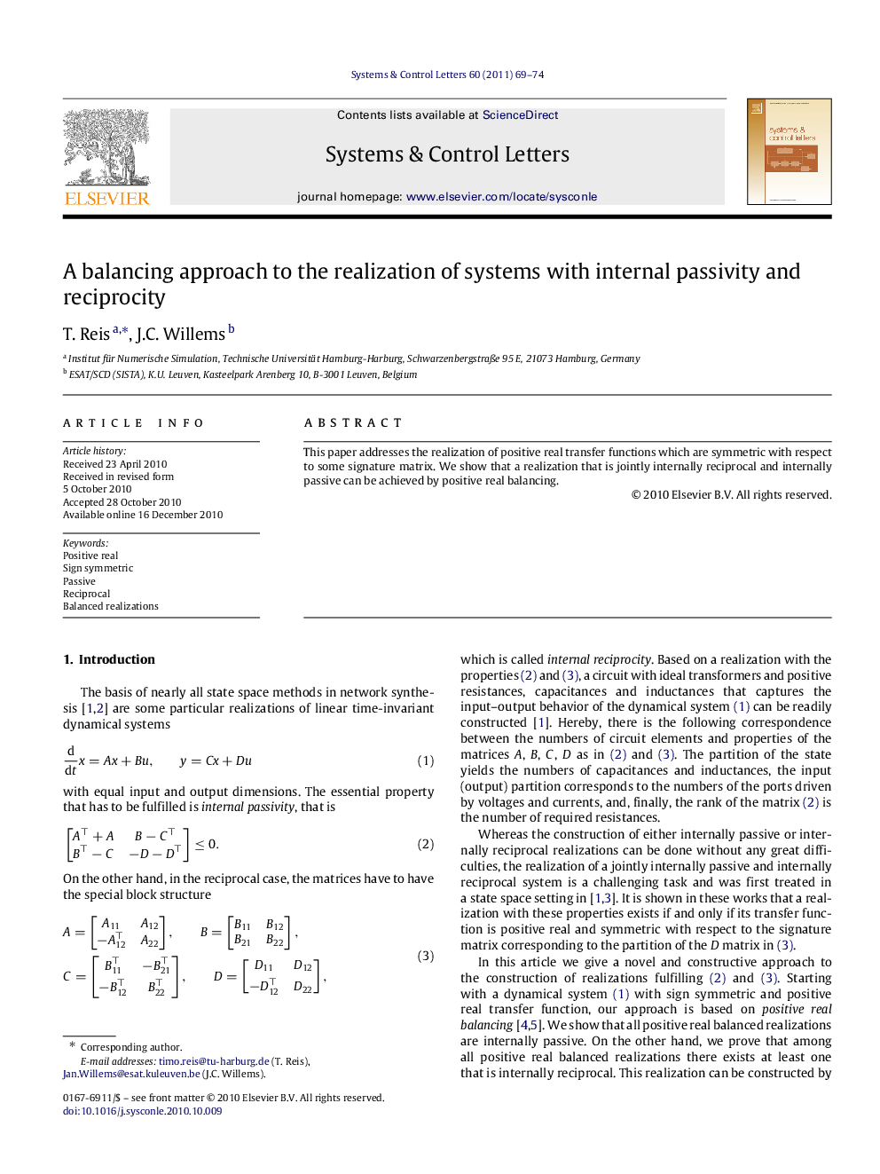 A balancing approach to the realization of systems with internal passivity and reciprocity