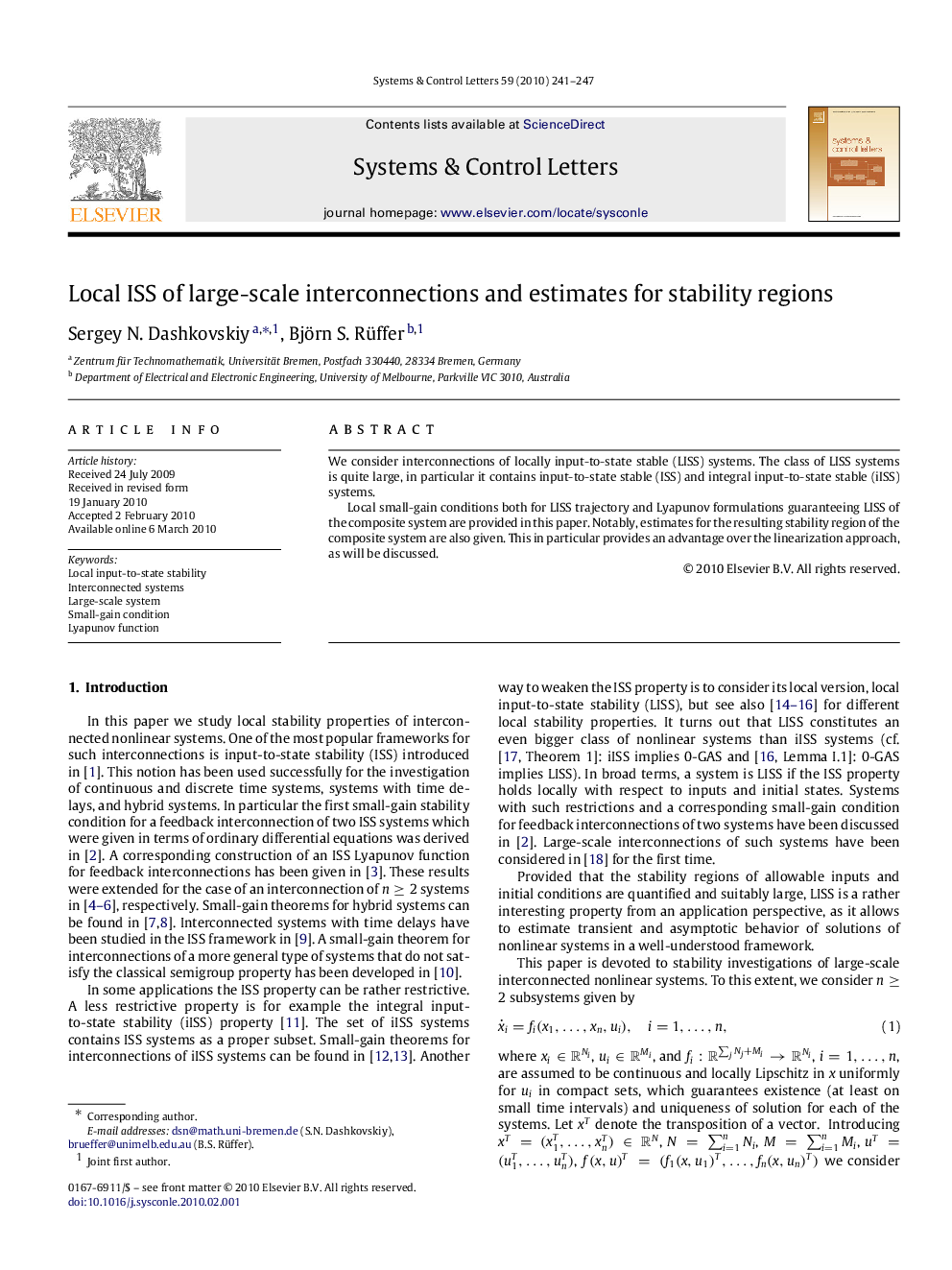 Local ISS of large-scale interconnections and estimates for stability regions