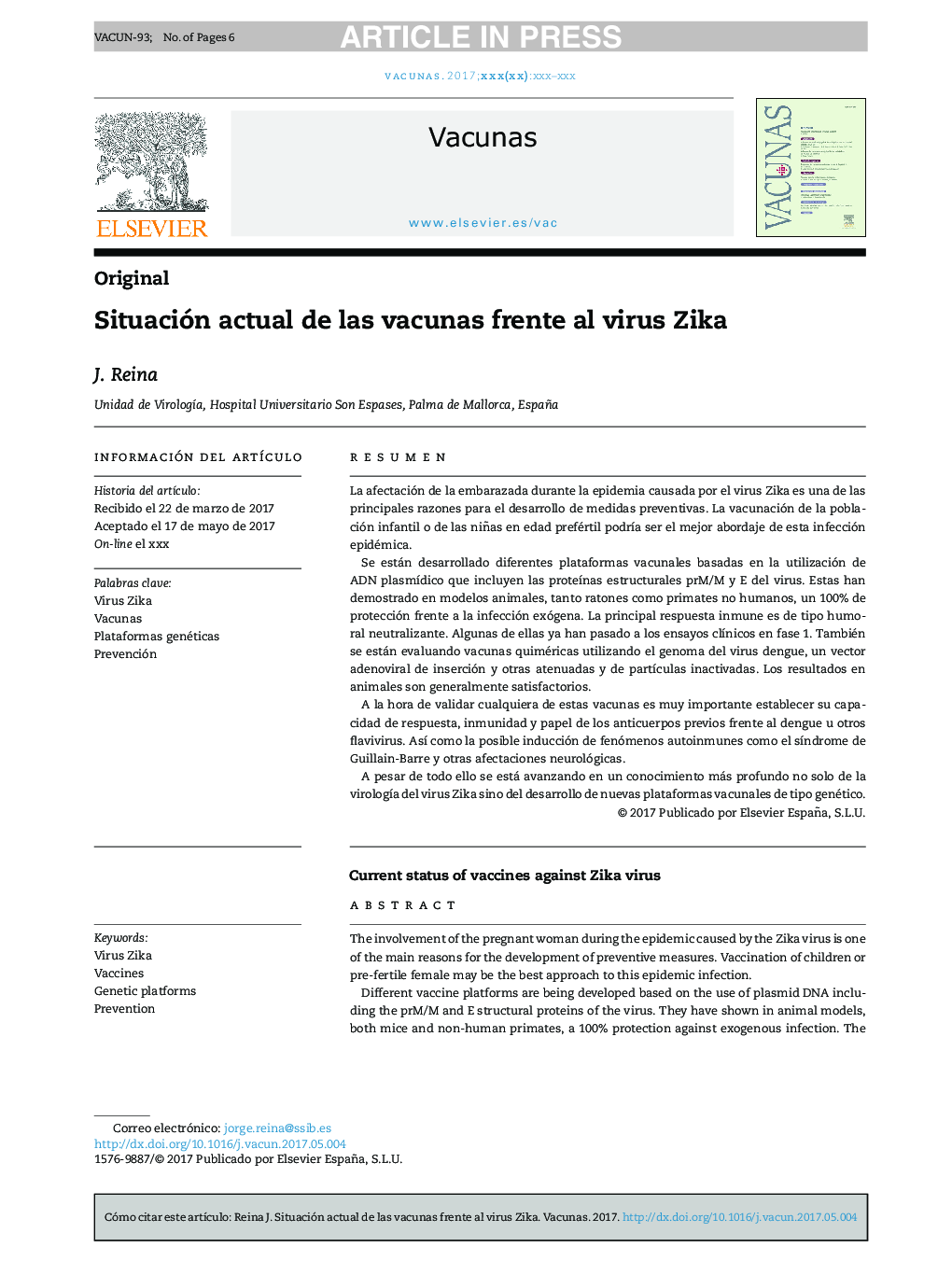 وضعیت فعلی واکسن در برابر ویروس زیکا 
