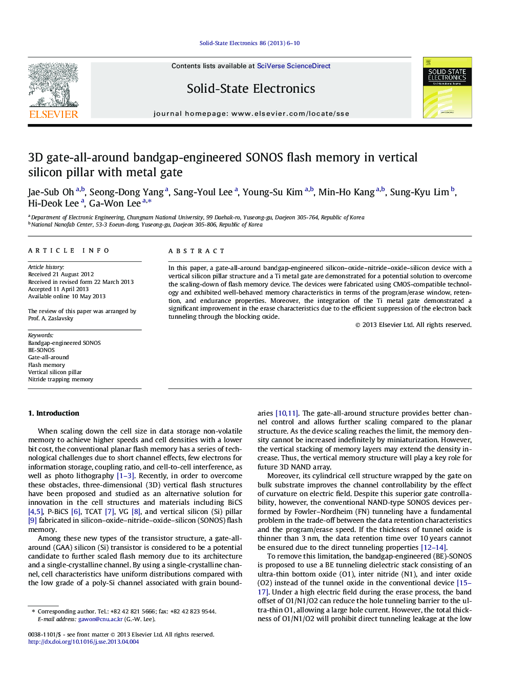 3D gate-all-around bandgap-engineered SONOS flash memory in vertical silicon pillar with metal gate