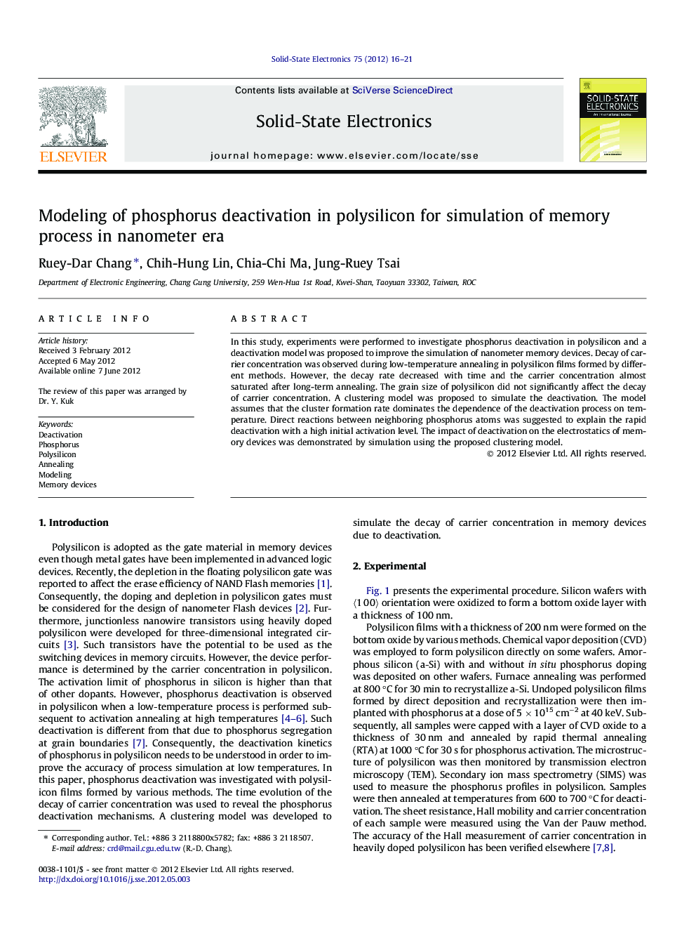 Modeling of phosphorus deactivation in polysilicon for simulation of memory process in nanometer era