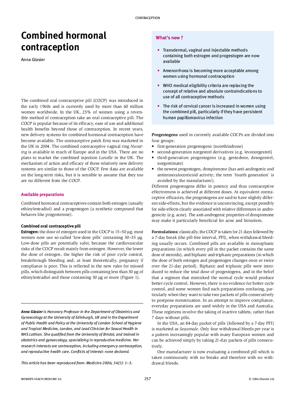 Combined hormonal contraception