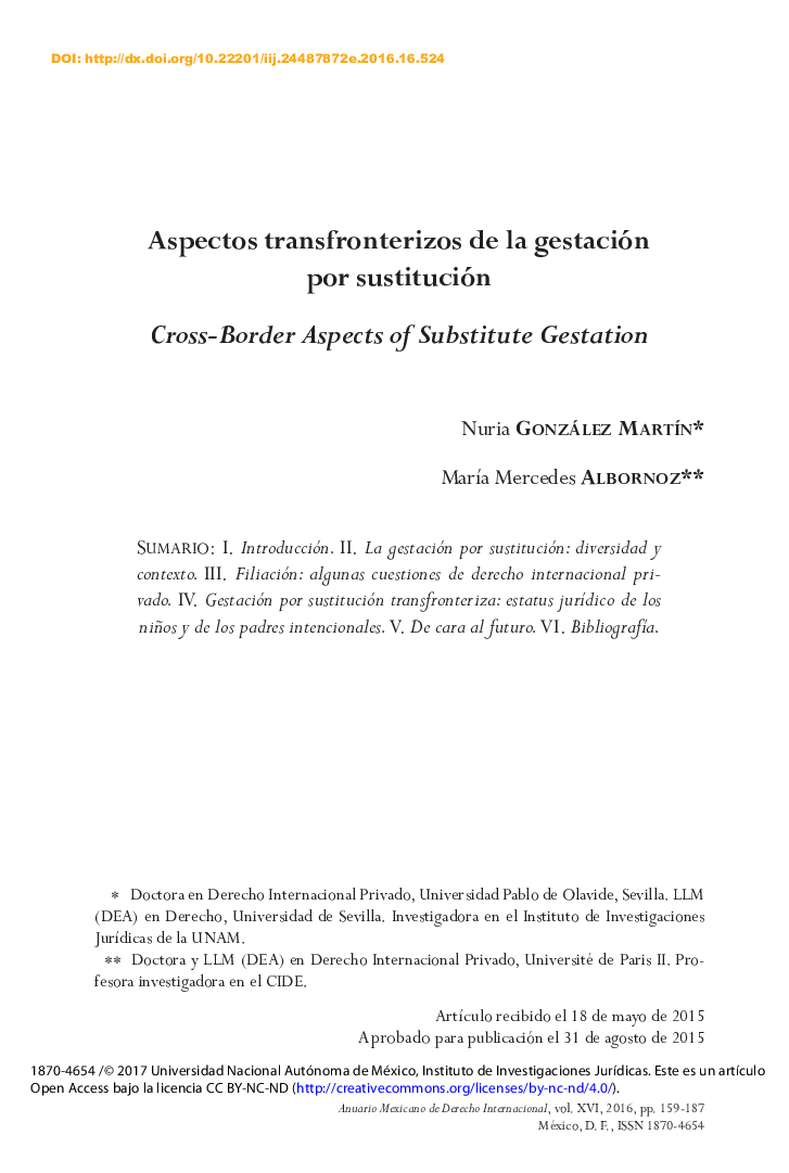 Aspectos transfronterizos de la gestación por sustitución