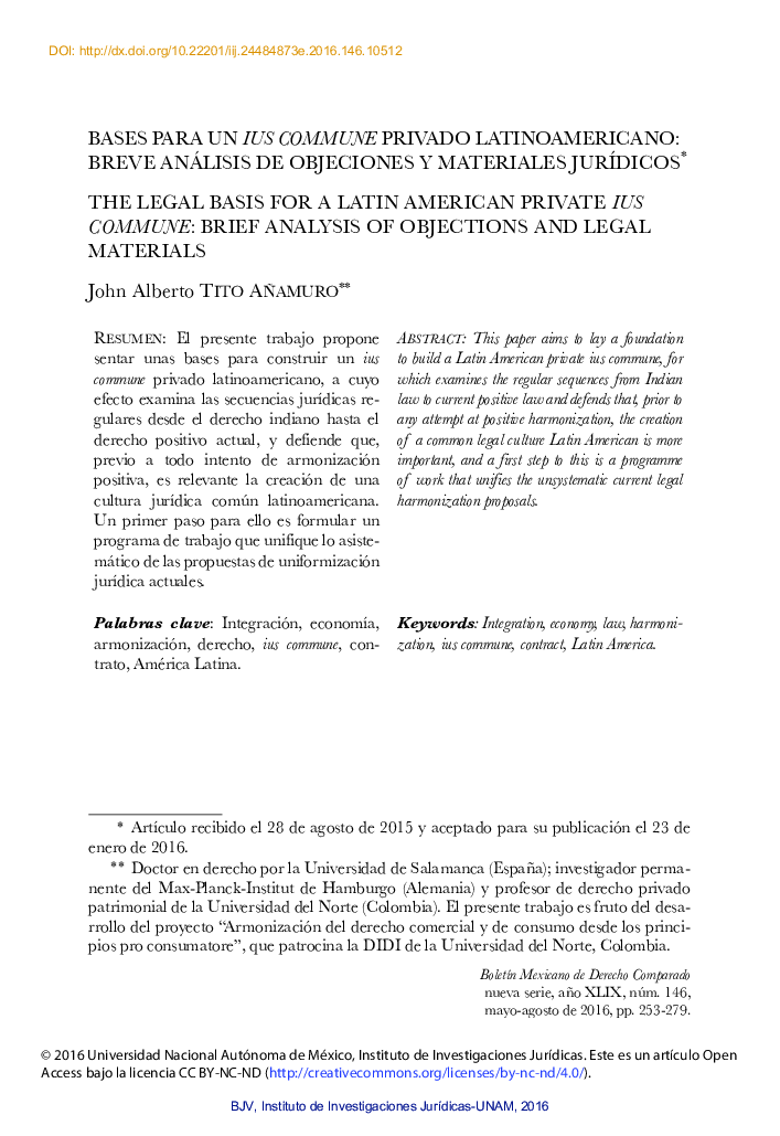مبانی برای یک کمون خصوصی آمریکای لاتین: تحلیل مختصر اعتراض و مواد قانونی * 