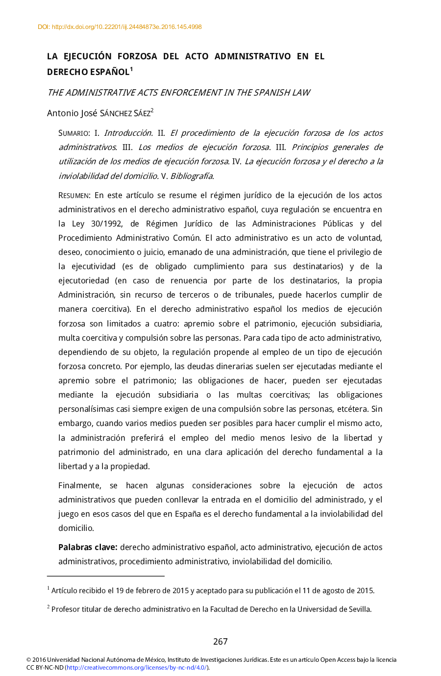 La ejecución forzosa del acto administrativo en el derecho Español