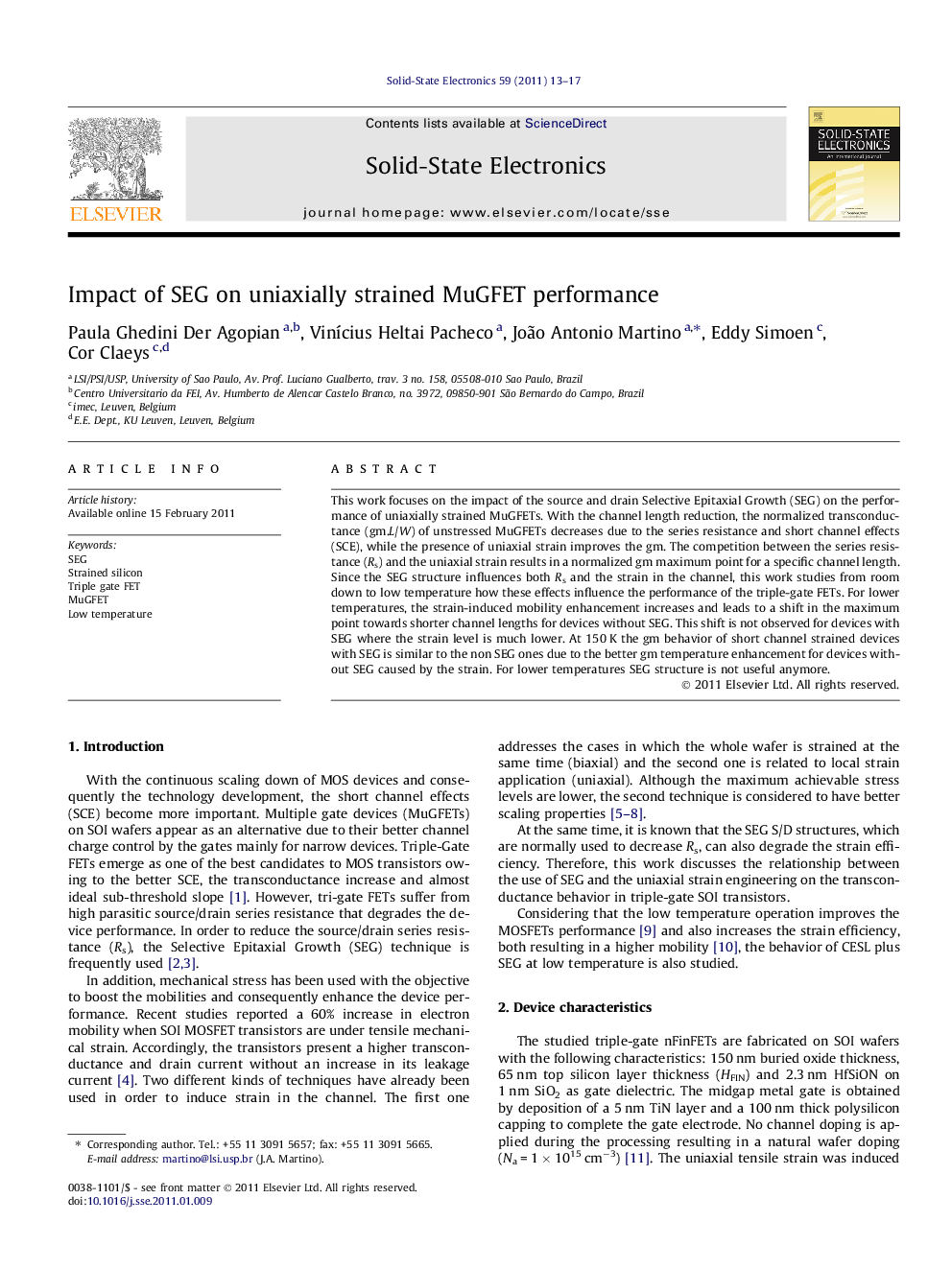 Impact of SEG on uniaxially strained MuGFET performance