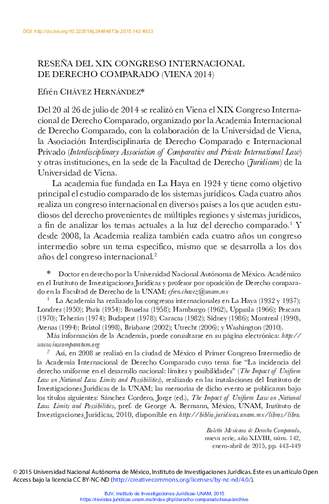 Reseña del XIX Congreso Internacional de Derecho Comparado (VIENA 2014)