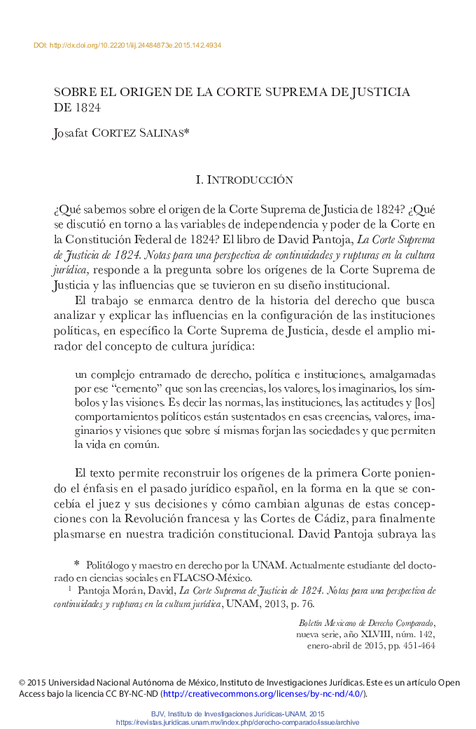 Sobre el Origen de la Corte Suprema de Justicia de 1824