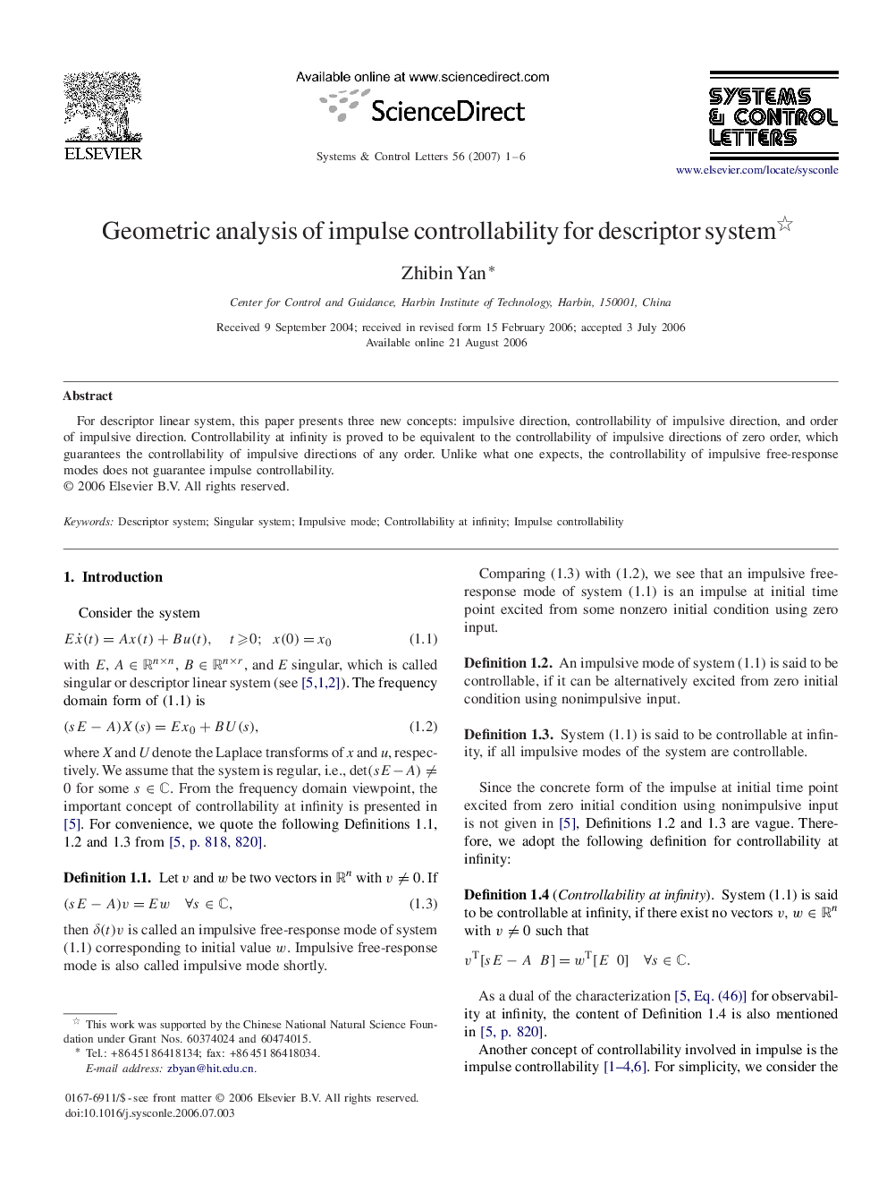 Geometric analysis of impulse controllability for descriptor system 