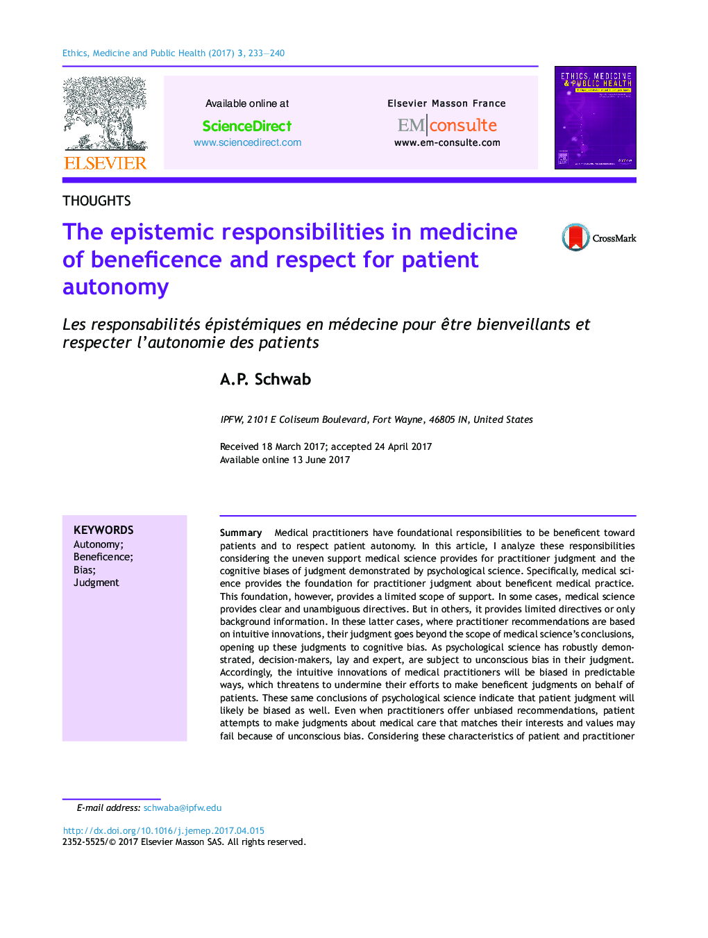 The epistemic responsibilities in medicine of beneficence and respect for patient autonomy