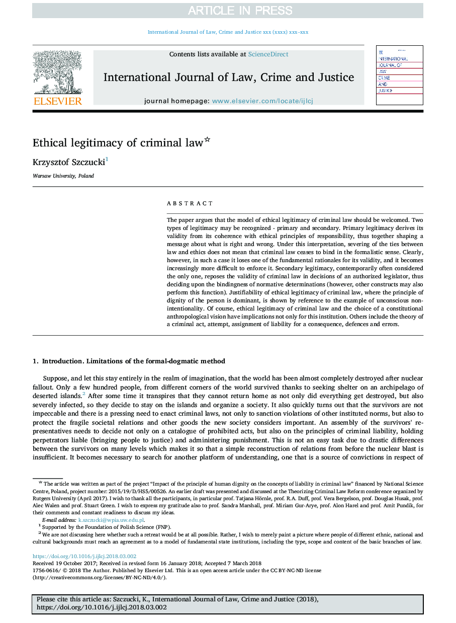 Ethical legitimacy of criminal law