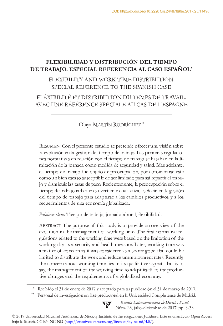 Flexibilidad y distribución del tiempo de trabajo. Especial referencia al caso español*