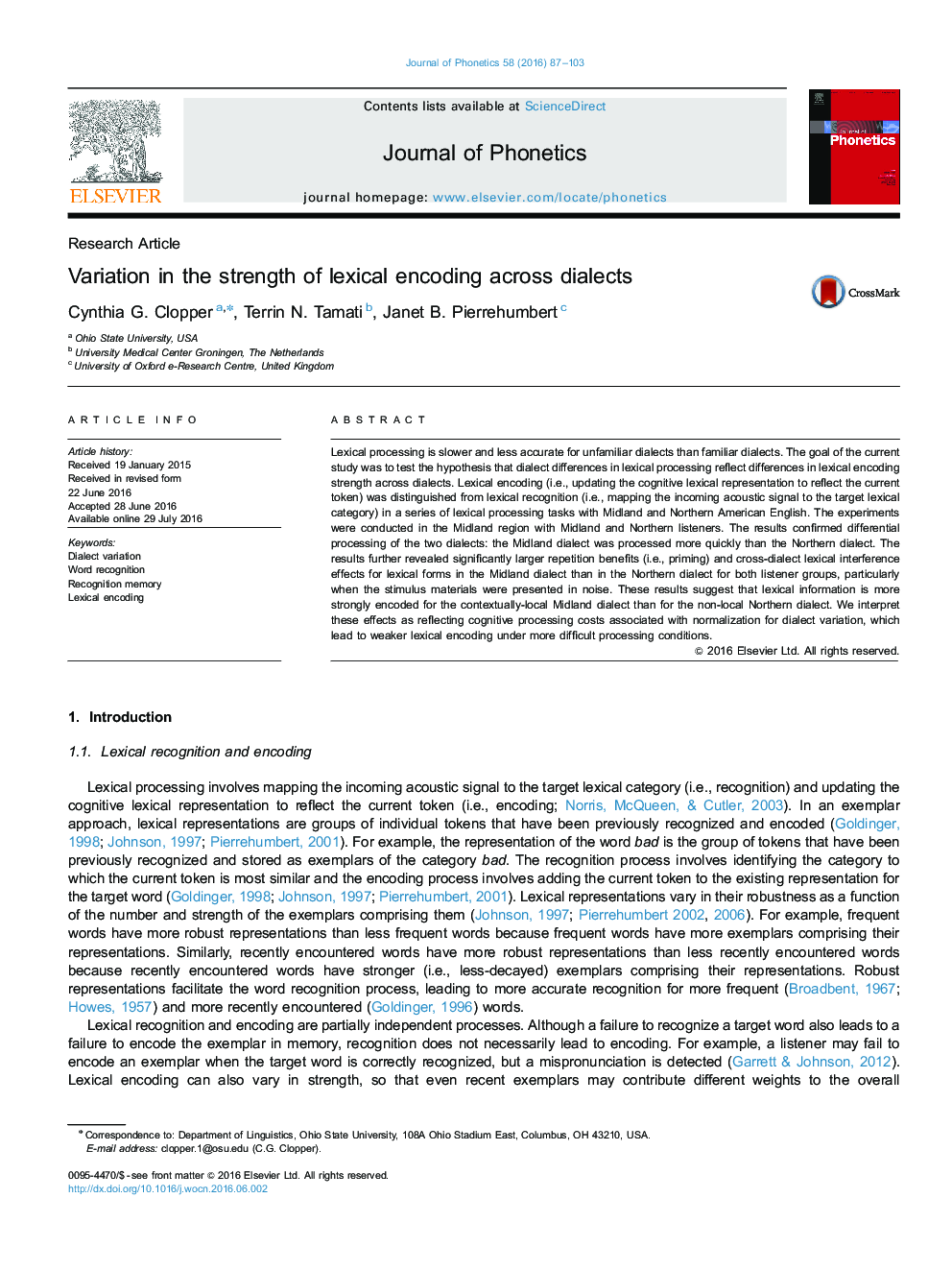 Variation in the strength of lexical encoding across dialects