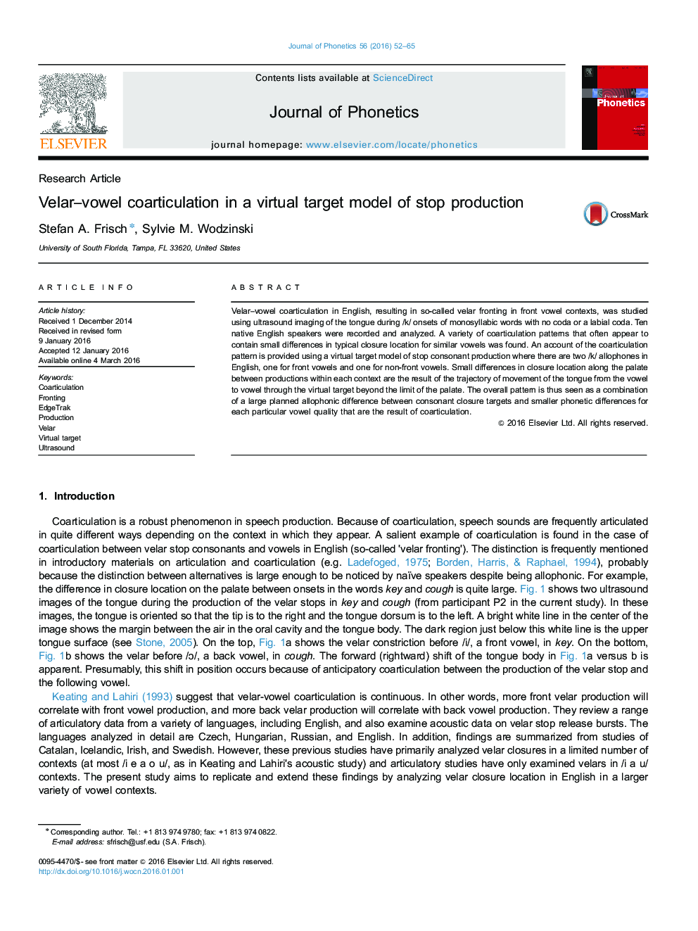 Velar-vowel coarticulation in a virtual target model of stop production