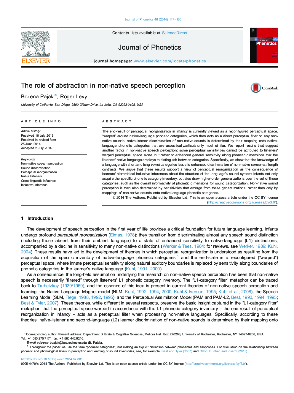 The role of abstraction in non-native speech perception