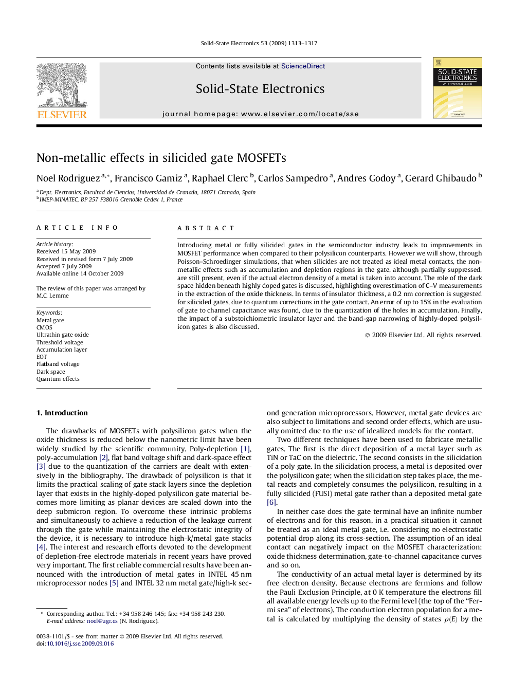 Non-metallic effects in silicided gate MOSFETs