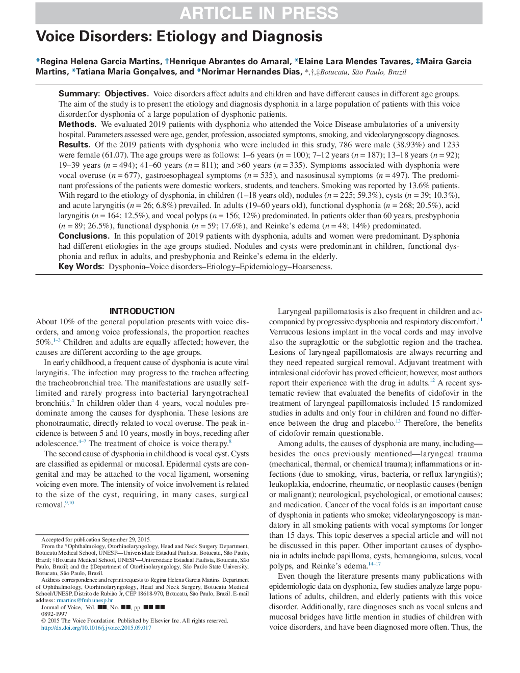 اختلالات صوتی: علت و تشخیص 