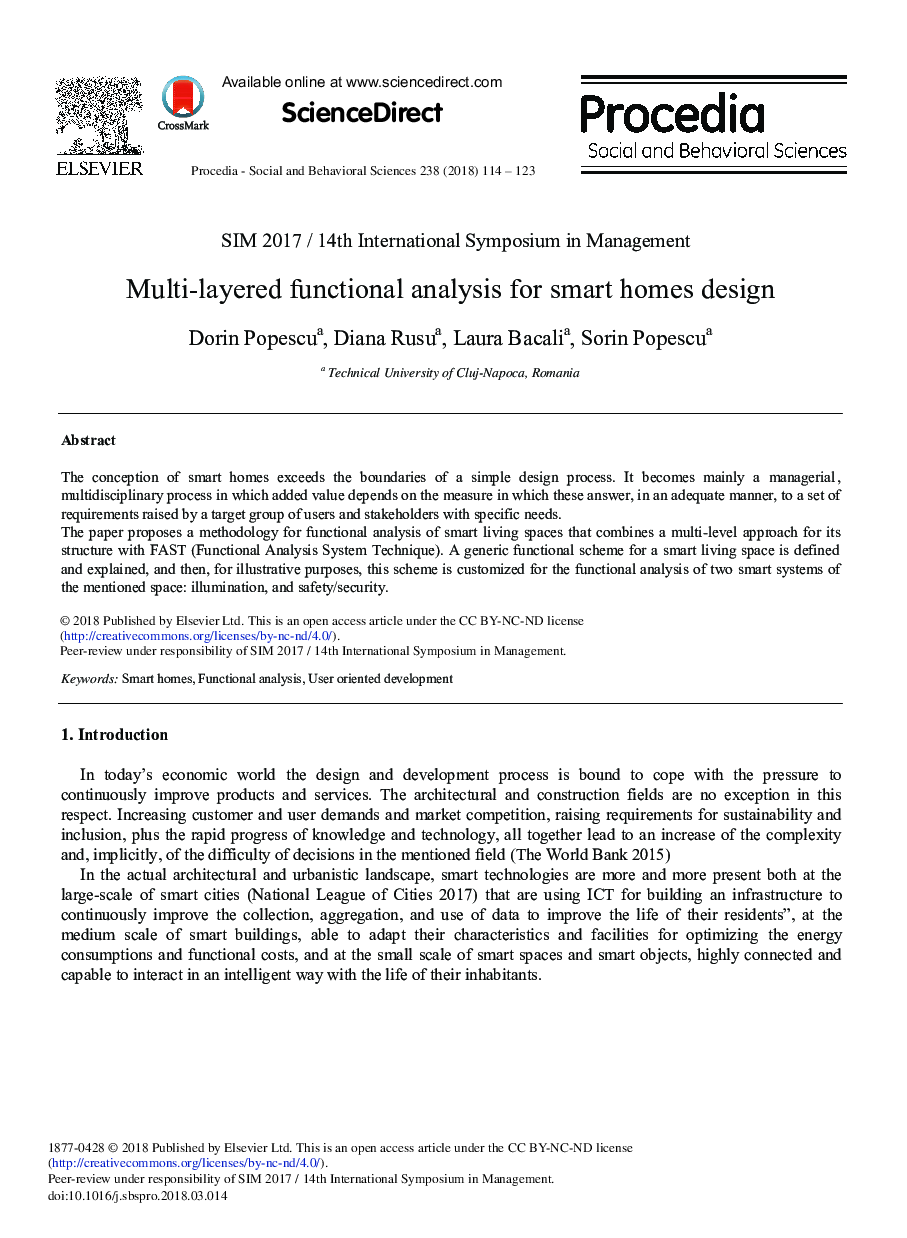 Multi-layered Functional Analysis for Smart Homes Design