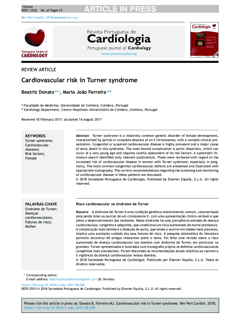 Cardiovascular risk in Turner syndrome