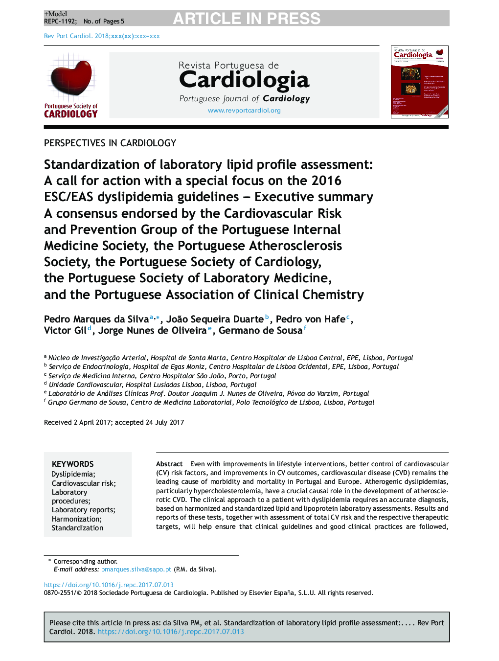 Standardization of laboratory lipid profile assessment: A call for action with a special focus on the 2016 ESC/EAS dyslipidemia guidelines - Executive summary